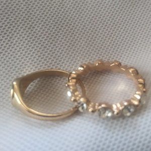 Set Friendship Rings Gold Tone Crystal Size 8